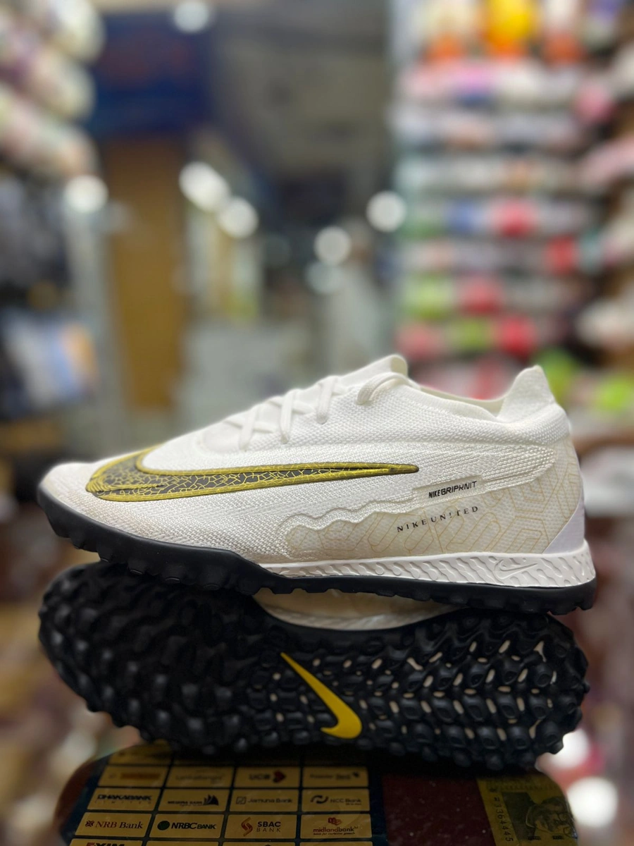 Nike Phantom White & Gold Football Turf Shoes